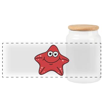 starfish - Panoramic Cookie Jar with Wooden Lid - white - Front