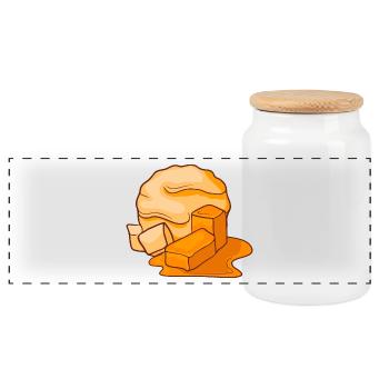 Caramel ice cream ice cream ice cream ice cream ice cream - Panoramic Cookie Jar with Wooden Lid - white - Front