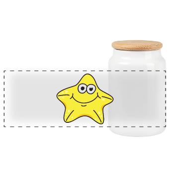 starfish - Panoramic Cookie Jar with Wooden Lid - white - Front