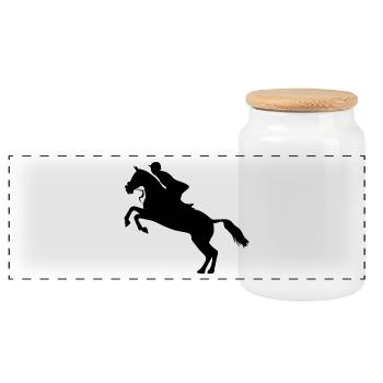 Equitation Riding Equestrian Equestrian Equestrian sport - Panoramic Cookie Jar with Wooden Lid - white - Front