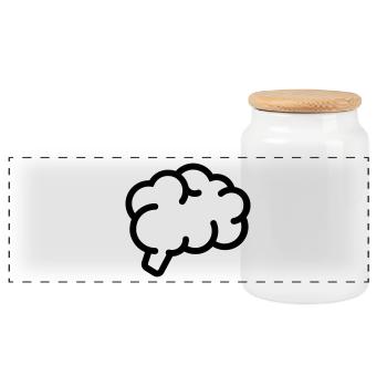 Brain, Brain, Smart, Intelligent - Panoramic Cookie Jar with Wooden Lid - white - Front