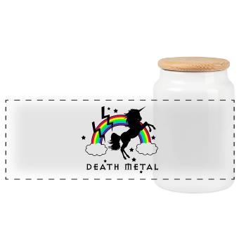 Death Metal Unicorn - Panoramic Cookie Jar with Wooden Lid - white - Front