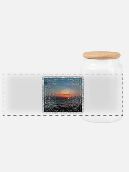 Meer - Panorama Keksdose mit Holzdeckel - Weiß