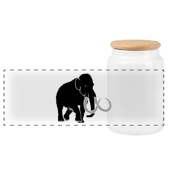 mammoth elephant stone age cave hunter outdoor - Panoramic Cookie Jar with Wooden Lid - white - Front