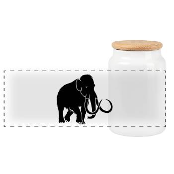 mammoth elephant stone age cave hunter outdoor - Panoramic Cookie Jar with Wooden Lid - white - Front