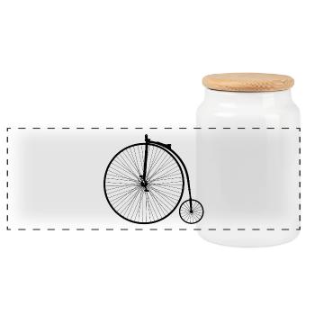grand bi (motif noir) - Boîte à biscuits avec couvercle en bois - blanc - Devant