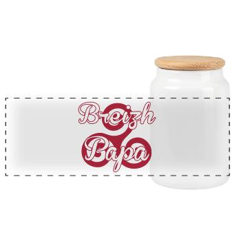 Breizh papa - Boîte à biscuits avec couvercle en bois - blanc - Devant