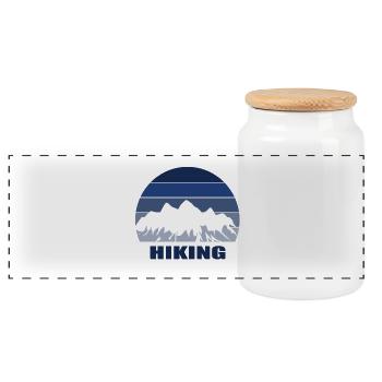 hike - Panoramic Cookie Jar with Wooden Lid - white - Front