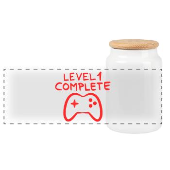 1 year old game console - Panoramic Cookie Jar with Wooden Lid - white - Front