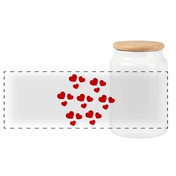 CŒUR. CŒURS. HEART. BISOU. SMACK. BISOUS. - Boîte à biscuits avec couvercle en bois - blanc - Devant