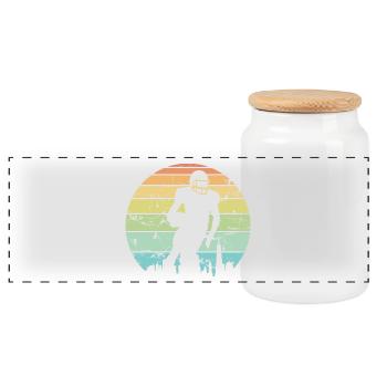 Vintage Fußballspieler Geschenk für Männer Frauen & Kinder - Panorama Keksdose mit Holzdeckel - Weiß - Vorne