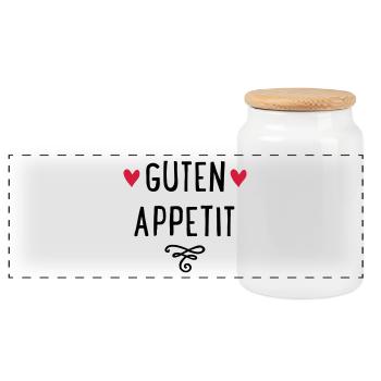 GUTEN APPETIT - Panorama Keksdose mit Holzdeckel - Weiß - Vorne