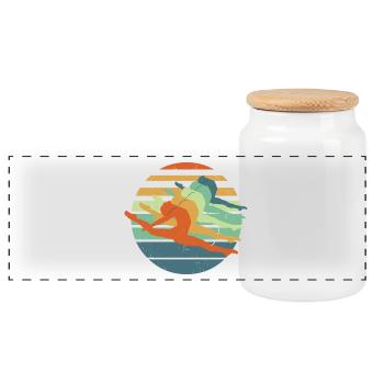 Retro Gymnastics Girl - Cool Gift For Girl Gymnast - Panoramic Cookie Jar with Wooden Lid - white - Front
