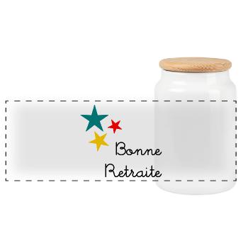 RETRAITE. BONNE RETRAITE. JOYEUSE RETRAITE - Boîte à biscuits avec couvercle en bois - blanc - Devant