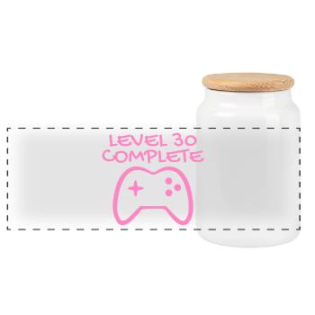 30 anniversaire - Niveau 30 Complete - Gamer 30 ans - Boîte à biscuits avec couvercle en bois - blanc - Devant