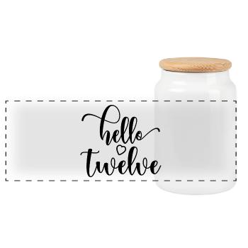Hello Twelve - Mignon cadeau de 12e anniversaire pour les filles - Boîte à biscuits avec couvercle en bois - blanc - Devant