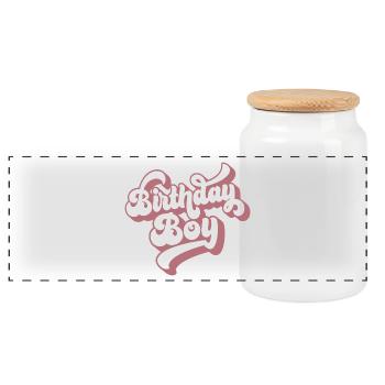 Birthday Boy - Geburtstagsparty Geschenk für Kinder Jungen - Panorama Keksdose mit Holzdeckel - Weiß - Vorne