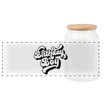 Birthday Boy - Geburtstagsparty Geschenk für Kinder Jungen - Panorama Keksdose mit Holzdeckel - Weiß - Vorne