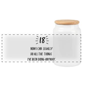 18 - Boîte à biscuits avec couvercle en bois - blanc - Devant