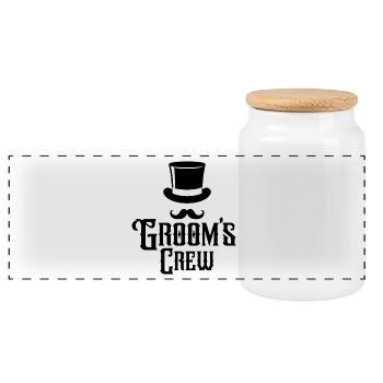 Groom’s Crew Top Hat Moustache Mens Enterrement de vie de garçon - Boîte à biscuits avec couvercle en bois - blanc - Devant