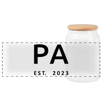 PA Est. 2023 Graduated Physician Assistant Gift - Panoramic Cookie Jar with Wooden Lid - white - Front