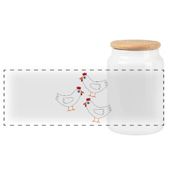 poulet blanc drôle - Boîte à biscuits avec couvercle en bois - blanc - Devant