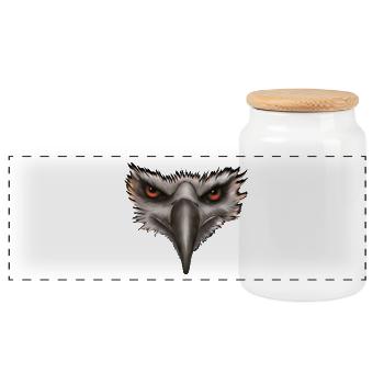 Eagle Eagle Head Gift - Panoramic Cookie Jar with Wooden Lid - white - Front