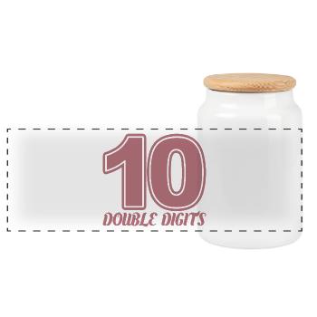10th Birthday Gift, 10 Years Old, For Boys & Girls - Panoramic Cookie Jar with Wooden Lid - white - Front