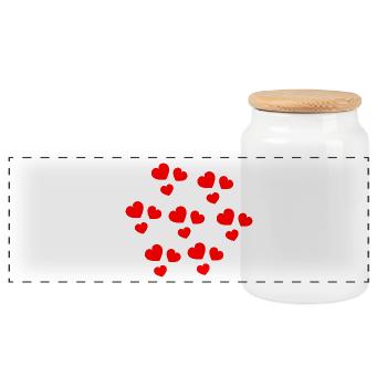 HEART. HEARTS. SAINT VALENTINE. LOVE. LOVE. HEART - Panoramic Cookie Jar with Wooden Lid - white - Front
