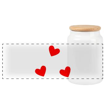 HEART. HEARTS. SAINT VALENTINE. LOVE. LOVE. HEART - Panoramic Cookie Jar with Wooden Lid - white - Front