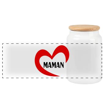 MAMAN. FÊTE DES MÈRES. BONNE FÊTE MAMAN. JE T'AIME - Boîte à biscuits avec couvercle en bois - blanc - Devant