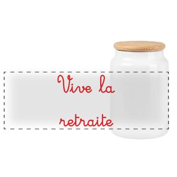 RETRAITE. RETRAITE. RETRAITEE. RETRAITE - Boîte à biscuits avec couvercle en bois - blanc - Devant