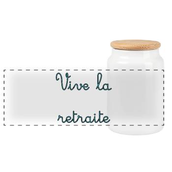 RETRAITE. BONNE RETRAITE. JOYEUSE RETRAITE. COEUR - Boîte à biscuits avec couvercle en bois - blanc - Devant
