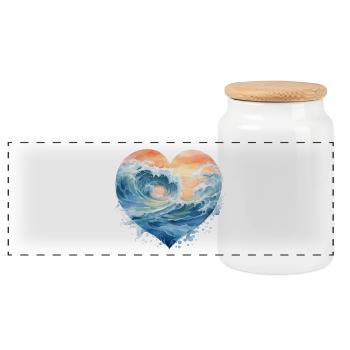 Wave - Panoramic Cookie Jar with Wooden Lid - white - Front