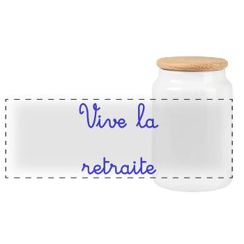 RETIREMENT. HAPPY RETIREMENT. HAPPY RETIREMENT - Panoramic Cookie Jar with Wooden Lid - white - Front