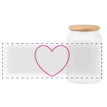 Rosa Herz, Valentinstag Geschenk - Panorama Keksdose mit Holzdeckel - Weiß - Vorne