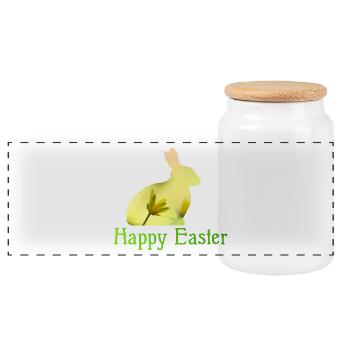 Joyeuses Pâques - Boîte à biscuits avec couvercle en bois - blanc - Devant