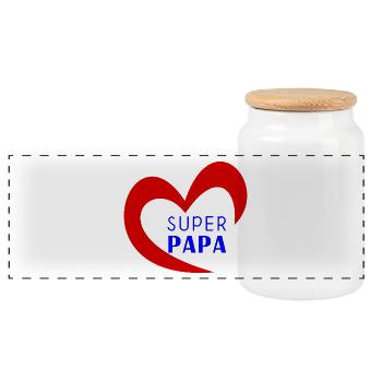 HAPPY FATHER'S DAY. DAD. FATHER'S DAY. FATHER - Panoramic Cookie Jar with Wooden Lid - white - Front