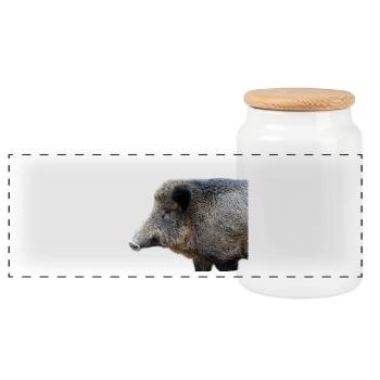 Sanglier Sanglier Porc Truie Cochon - Boîte à biscuits avec couvercle en bois - blanc - Devant