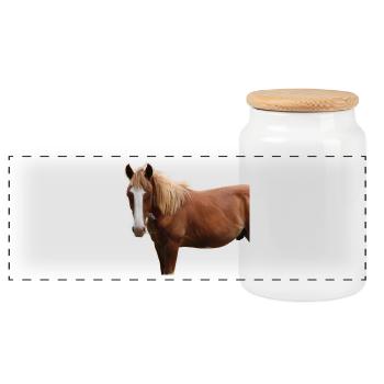 Chevaux T-shirt Cadeau Cavalier - Boîte à biscuits avec couvercle en bois - blanc - Devant