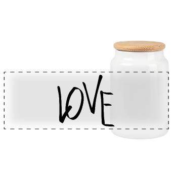 Liebe Schriftzug Welle - Panorama Keksdose mit Holzdeckel - Weiß - Vorne