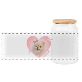 Cute AF Pomeranian - Panorama Keksdose mit Holzdeckel - Weiß - Vorne