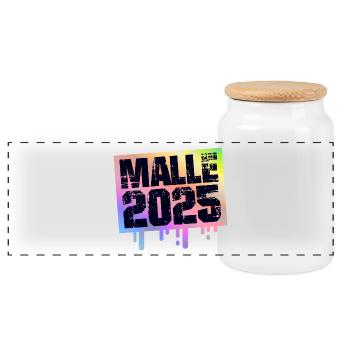 Malle 2025 Colorful Mallorca - Panoramic Cookie Jar with Wooden Lid - white - Front