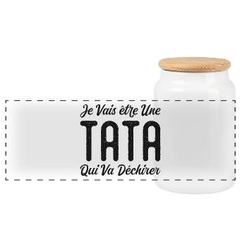 I'm going to be a Auntie who's going to rock - Panoramic Cookie Jar with Wooden Lid - white - Front