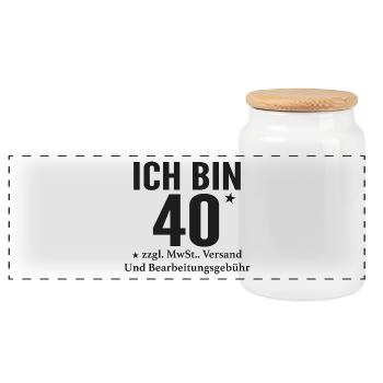 I'm 40+ funny saying for cool people - Panoramic Cookie Jar with Wooden Lid - white - Front