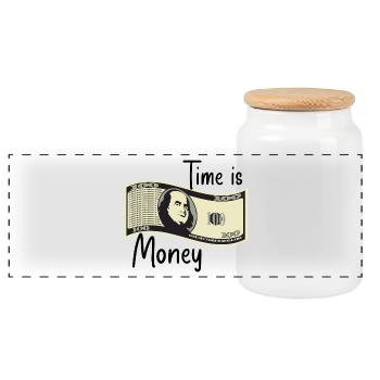 Time is money - Panoramic Cookie Jar with Wooden Lid - white - Front