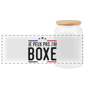 Boxing I Can't I Boxed Boxing France - Panoramic Cookie Jar with Wooden Lid - white - Front