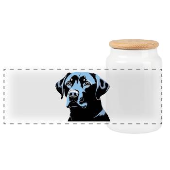 Tête de Labrador Retriever - Chien de compagnie Autocollant - Boîte à biscuits avec couvercle en bois - blanc - Devant