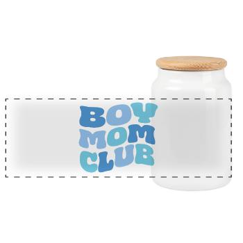 Boy Mom Club - Panoramic Cookie Jar with Wooden Lid - white - Front
