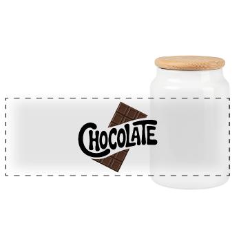 Chocolate - Cool Sweets Logo - Panoramic Cookie Jar with Wooden Lid - white - Front